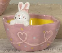 5" Pink Easter Bunny Ceramic Bowl