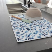 15" x 20" Blue Floral Drying Mat