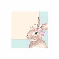 5" Square Bunny Wearing a Flower Crown Beverage Napkins