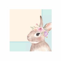 6.5" Square Bunny Wearing a Flower Crown Lunch Napkins