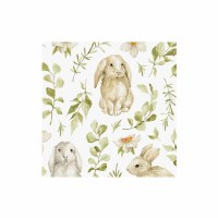 5" Square Bunnies With Greens Beverage Napkins