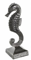 7" Black Metal Seahorse Statue