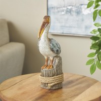 14" Multicolor Polyresin Mosaic Wing Pelican Statue