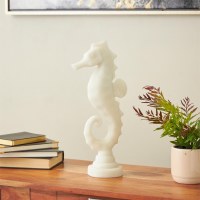 16" White Polyresin Seahorse Statue