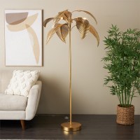 66" Gold Metal Palm Tree Floor Lamp