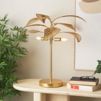 26" Gold Metal Palm Tree Table Lamp