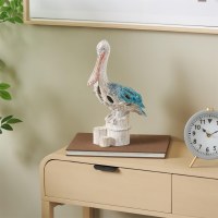 14" Multicolor Polyresin Pelican Fossil Figurine