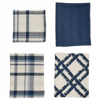 Set of Three Navy Kitchen Towels and One Dish Towel