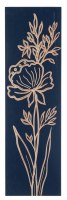 32" x 10" One Carved Flower on Dark Blue Wood Wall Art Plaque