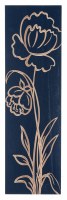 32" x 10" Two Carved Flowers on Dark Blue Wood Wall Art Plaque