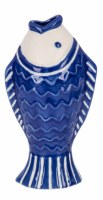 6" Blue and White Ceramic Fish Shaped Vase