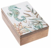 6" x 4" Seahorse Design Coastal Wood Box