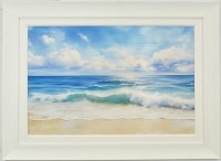 33" x 45" Sunkissed Shores 2 Coastal Gel Textured Print in a White Frame