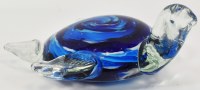 7" Dark Blue Glass Coastal Sea Turtle Figurine