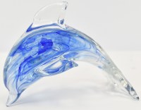 6" Blue Glass Coastal Dolphin Figurine