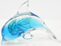 7" Blue Glass Jellyfish in a Dolphin Coastal Figurine