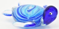 4" Blue Swirl Glass Sea Turtle Coastal Figurine