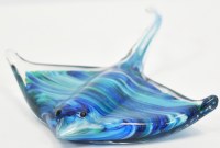7" Blue and Green Glass Sting Ray Coastal Figurine