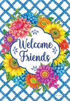 40" x 28" "Welcome Friends" Large Floral Flag