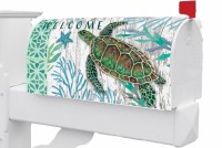 Green Sea Turtle "Welcome" Coastal Mailbox Cover