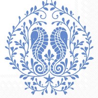 5" Sq Grand Blue Seahorse Beverage Napkins