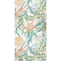 8.5" x 4.5" Multipastel Seashells and Seaweed Guest Towels