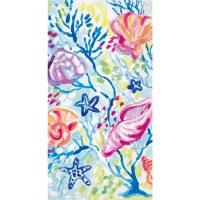 8.5" x 4.5" Multicolor Seashells and Blue Coral Guest Towels