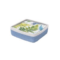 8" Sq Light Blue Jute Lunch Napkin Holder