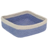 7" Sq Navy Jute Napkin Holder