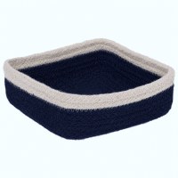 7" Sq Navy Jute Napkin Holder