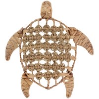 15" Natural Jute Sea Turtle Wall Art Plaque