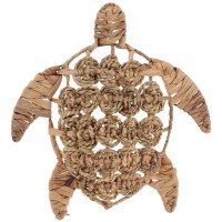 12" Natural Jute Sea Turtle Wall Art Plaque