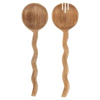 Set of Two 11" Brown Wave Handle Servers