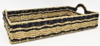12" x 18" Natural and Nacy Woven Seagrass Tray With Handles