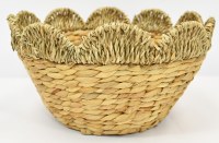 12" Round Natural Woven Jute Bowl