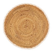 14" Round White and Natural Woven Tray