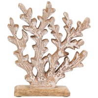 9" White Wash Wood Flat Faux Coral Statue