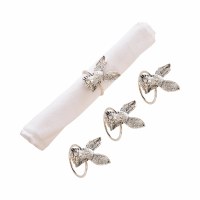 Set of Four Silver Bunny Head Napkin Rings