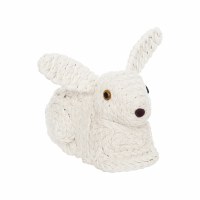 7" White Woven Rope Rabbit Figurine