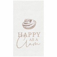 27" x 18" "Happy as a Clam" Waffle Weave Kitchen Towel