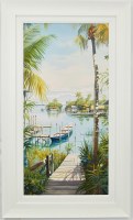 50" x 30" Docks End 1 Coastal Gel Textured Print in a White Frame