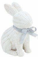 8" White Polyresin Faux Wicker Design Bunny Figurine by Mud Pie