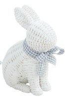 6" White Polyresin Faux Wicker Design Bunny Figurine by Mud Pie