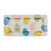 7" x 15" Multicolor Easter Eggs Glass Platter by Mud Pie