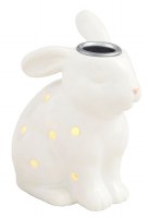 5" LED White Ceramic Bunny Taper Candle Holder by Mud Pie