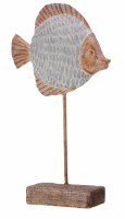 13" Gray and Brown Closed Mouthed Polyresin Fish on a Stand Statue