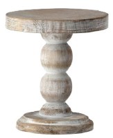 6" White Wash Wood Pedestal