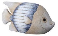 8" Blue and Beige Ceramic Fish Statue