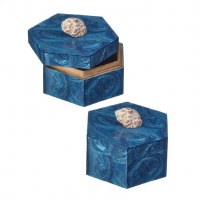 5" Blue Hexagon Box With a Shell Top