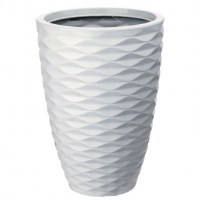 19" White Polyresin Ripple Planter